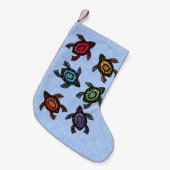 カラフル抽象芸術ウミガメ スモールクリスマスストッキング (正面 (吊り時))