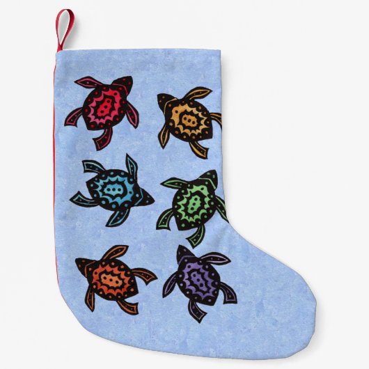 カラフル抽象芸術ウミガメ スモールクリスマスストッキング (正面)