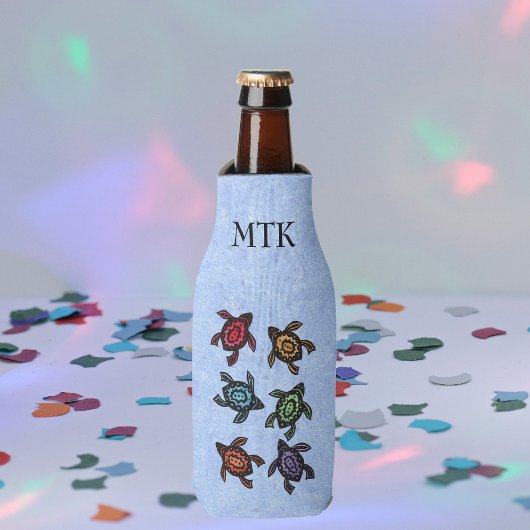 カラフル抽象芸術ウミガメ ボトルクーラー