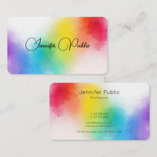 カラフル抽象芸術エレガントモダンテンプレート 名刺 (正面/裏面)