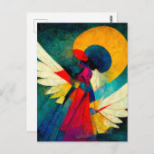 カラフル抽象芸術エンジェルウッドウォールアート ポストカード (正面/裏面)