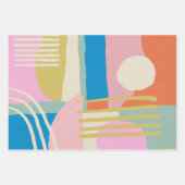 カラフル抽象芸術オーガニック図形線Bohoスタイル ラッピングペーパーシート (正面)