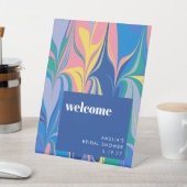 カラフル抽象芸術カスタムブライダルシャワー歓迎 台座サイン (インサイチュ)