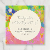 カラフル抽象芸術カスタムブライダルシャワー フェイバータグ (正面)