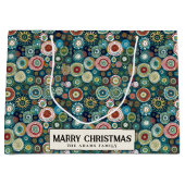 カラフル抽象芸術カスタムメリークリスマス ラージペーパーバッグ (正面)