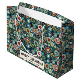 カラフル抽象芸術カスタムメリークリスマス ラージペーパーバッグ