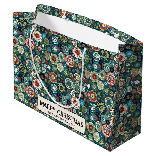 カラフル抽象芸術カスタムメリークリスマス ラージペーパーバッグ (裏面アングル)