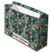 カラフル抽象芸術カスタムメリークリスマス ラージペーパーバッグ (正面アングル)