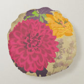 カラフル抽象芸術ガーデンフローラホームデコール ラウンドクッション (裏面)