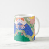 カラフル抽象芸術コラージュ切り出し図形のマグカップ コーヒーマグカップ (正面右)