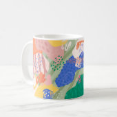 カラフル抽象芸術コラージュ切り出し図形のマグカップ コーヒーマグカップ (正面左)
