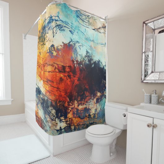 カラフル抽象芸術コンテンポラリーアートワーク シャワーカーテン (インサイチュ)