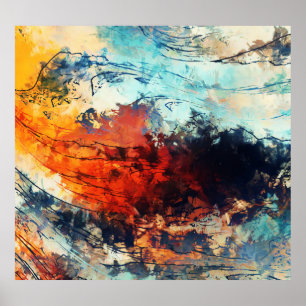 カラフル抽象芸術コンテンポラリーアートワーク ポスター