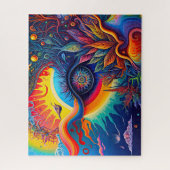 カラフル抽象芸術サイケデリックの眼精霊 ジグソーパズル (縦)