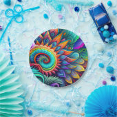 カラフル抽象芸術サイケデリックの美しい花 ペーパープレート (パーティー)