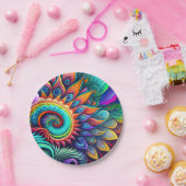 カラフル抽象芸術サイケデリックの美しい花 ペーパープレート (パーティー)