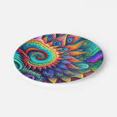 カラフル抽象芸術サイケデリックの美しい花 ペーパープレート (アングル)