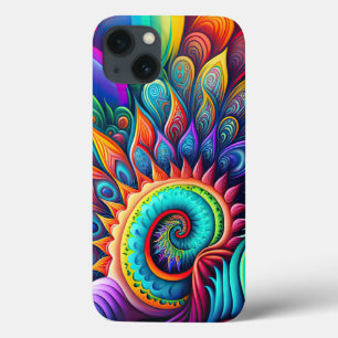 カラフル抽象芸術サイケデリックの美しい花 iPhone 13ケース