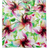 カラフル抽象芸術サマーリリーの水色 シャワーカーテン (正面)