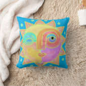 カラフル抽象芸術サン顔 クッション (ブランケット)