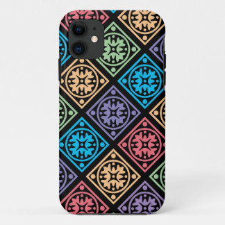 カラフル抽象芸術サークルと正方形の電話ケース iPhone 11 ケース