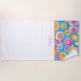 カラフル抽象芸術サークルアートイニシャルサマーおもしろい ビーチタオル