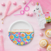 カラフル抽象芸術サークルハッピーバースデー ペーパープレート (パーティー)