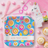 カラフル抽象芸術サークルArt Artist ADD OWN文字 ペーパープレート (パーティー)