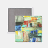 カラフル抽象芸術シティスケープオリジナルア絵画ート マグネット (正面/裏面)