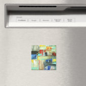 カラフル抽象芸術シティスケープオリジナルア絵画ート マグネット (インサイチュ (食洗機))