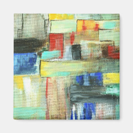 カラフル抽象芸術シティスケープオリジナルア絵画ート マグネット