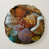 カラフル抽象芸術シーシェルビーチテーマ ラウンドクッション (正面)