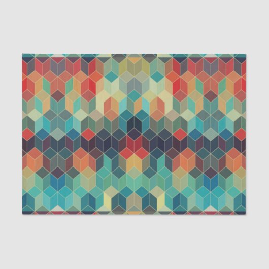 カラフル抽象芸術ジオメトリキューブ 薄葉紙 (正面)