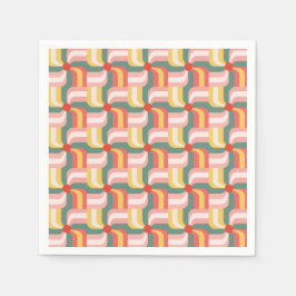 カラフル抽象芸術ジオメトリックピンホイール スタンダードカクテルナプキン