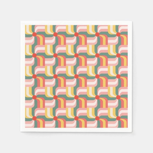カラフル抽象芸術ジオメトリックピンホイール スタンダードカクテルナプキン (正面)