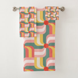 カラフル抽象芸術ジオメトリックピンホイール バスタオルセット