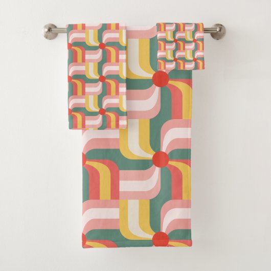カラフル抽象芸術ジオメトリックピンホイール バスタオルセット (インサイチュ)