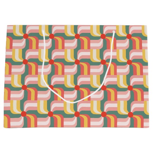 カラフル抽象芸術ジオメトリックピンホイール ラージペーパーバッグ (正面)