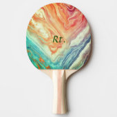 カラフル抽象芸術ジオメトリック大理石の名前の文字を追加 卓球ラケット (正面)