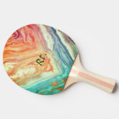 カラフル抽象芸術ジオメトリック大理石の名前の文字を追加 卓球ラケット (横)