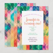カラフル抽象芸術ジオメトリパターン。               招待状 (正面/裏面)