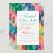 カラフル抽象芸術ジオメトリパターン。 招待状 (正面/裏面)