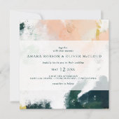 カラフル抽象芸術スクエア結婚式招待状 招待状 (正面)