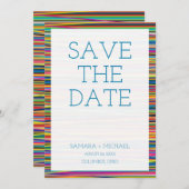 カラフル抽象芸術ストライプデザイン保存日付 セーブザデート (正面/裏面)