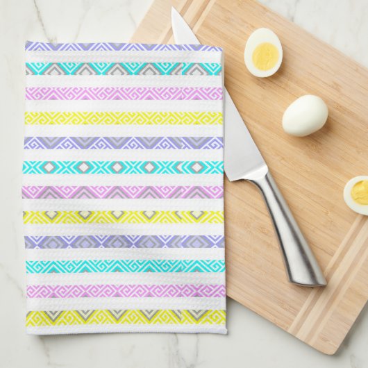 カラフル抽象芸術ストライプデザイン キッチンタオル (四つ折り)