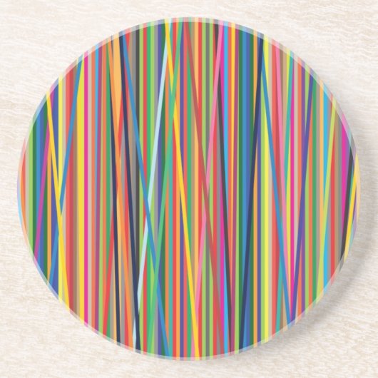 カラフル抽象芸術ストライプデザイン コースター (正面)