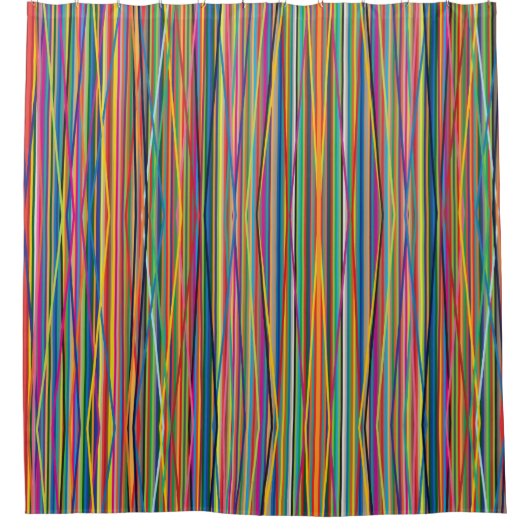 カラフル抽象芸術ストライプデザイン シャワーカーテン (正面)