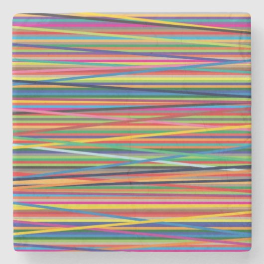カラフル抽象芸術ストライプデザイン ストーンコースター (正面)