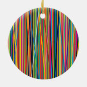 カラフル抽象芸術ストライプデザイン セラミックオーナメント (裏面)