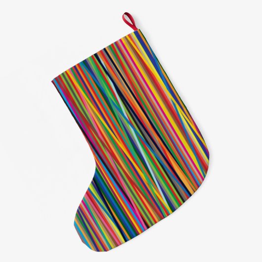 カラフル抽象芸術ストライプデザイン ラージクリスマスストッキング (裏面 (吊り時))